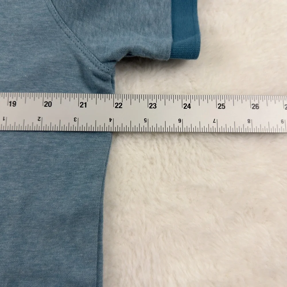 Banana Republic Mens L Blue Heathered Cotton Johnny Collar Polo Shirt Short Slv